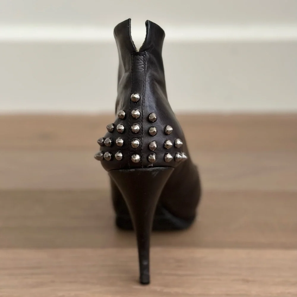 *SALE* McQ Alexander McQueen Stiletto Black Leather Boots - Picture 5 of 13